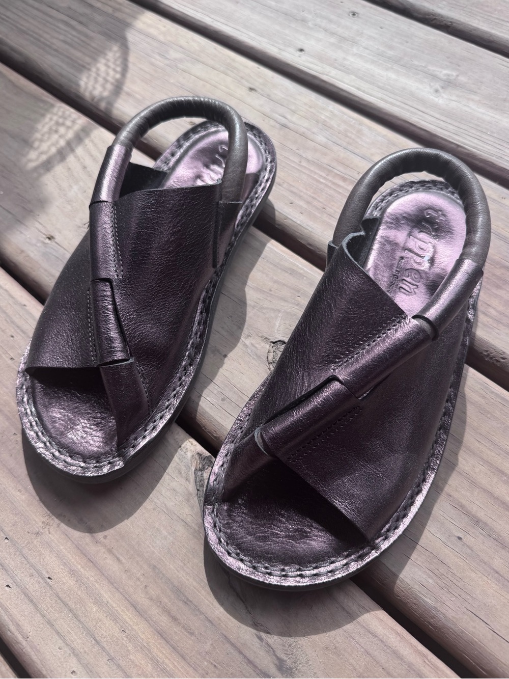 TRIPPEN Density Sandal Metallic Purple Bronze Leather 38 7.5